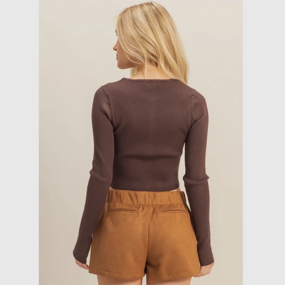 Button-Up Ribbed Knit Top- nwt - Picture 3 of 5